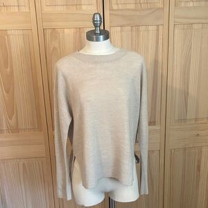 Women's Crewneck Side-Slit Sweater - Cream